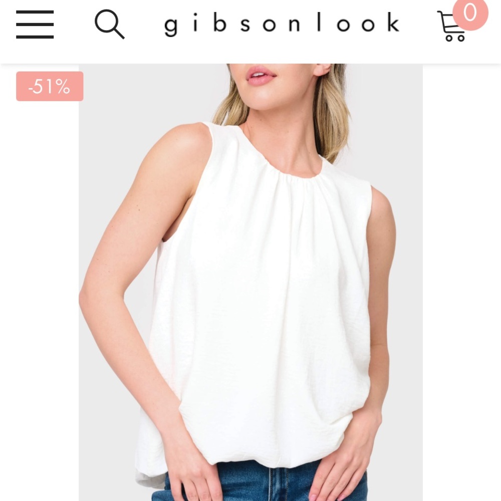 Gibsonlook Women's Sleeveless Bubble Hem Top Shirt Size Small White - Picture 11 of 11